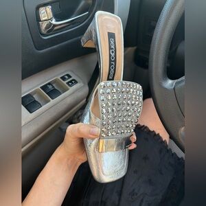 Sergio Rossi silver crash heels